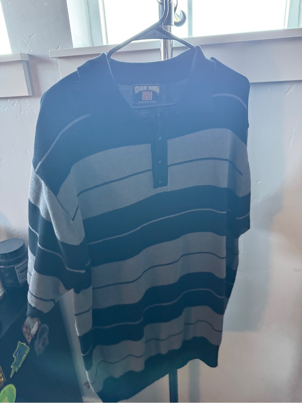 FB County Short-Sleeve Striped Polo Shirt - Black & Gray